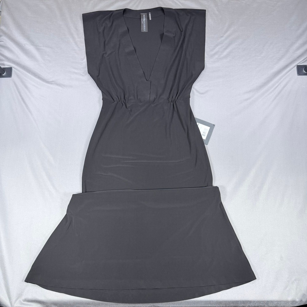 Norma Kamali V Neck Rectangle Gown Womens M Black Maxi Dress Formal Evening Wear - Picture 11 of 13
